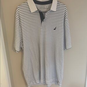 Nautica Men's Striped Polo Shirt - Black and White